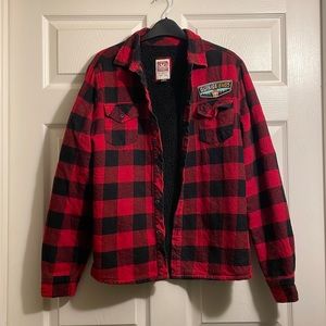 Outside Lands Micros Sherpa-Lined Red/Black Flannel Women’s Size S